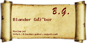 Blander Gábor névjegykártya